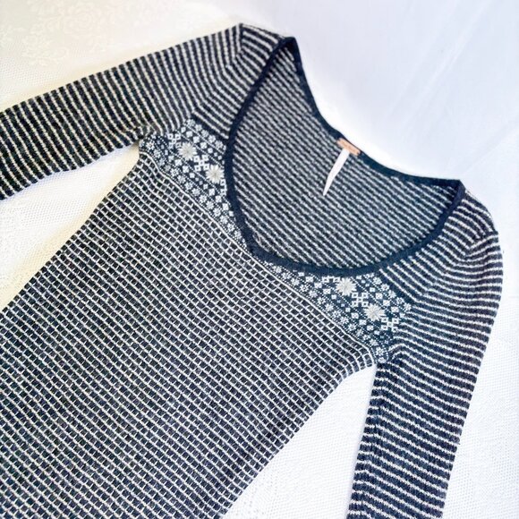 Free People Y2k Women's Wool Blend Sweater Boho Long Sleeve Shirt - Picture 2 of 11